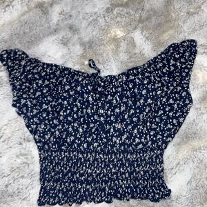 off the shoulder navy brandy melville crop top
